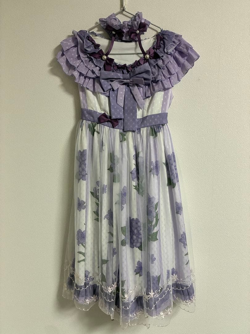 紫阳花花样褶边连衣裙紫色洛丽塔礼服