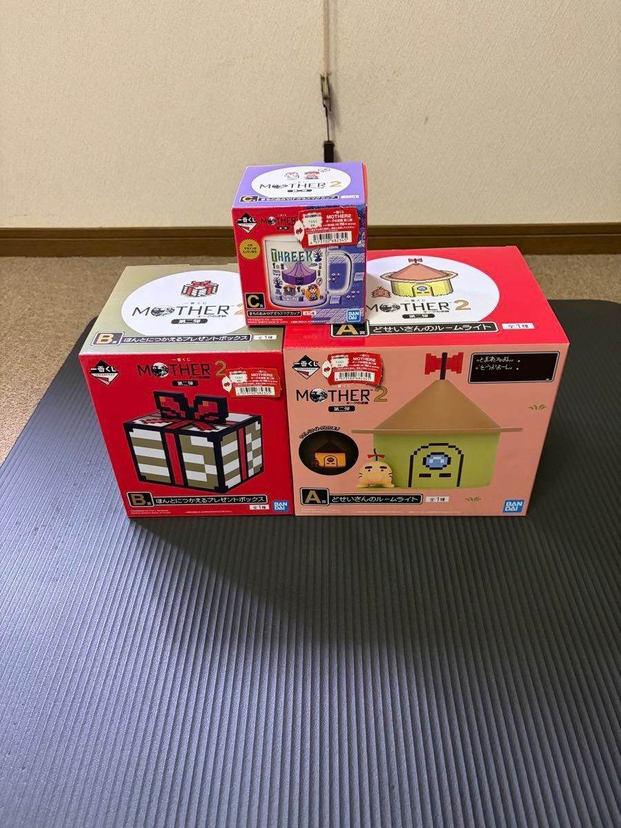 Ichiban Kuji MOTHER2 Mr. Dosei's Room Light Gift Box, Machi no Omiyage Glass Mug 3-Piece Set