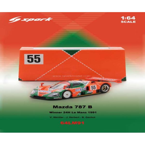 スパーク 1/ 64 Mazda 787 B No.55 Winner Le Mans 24H 1991(64LM91)ミニカー 返品種別B