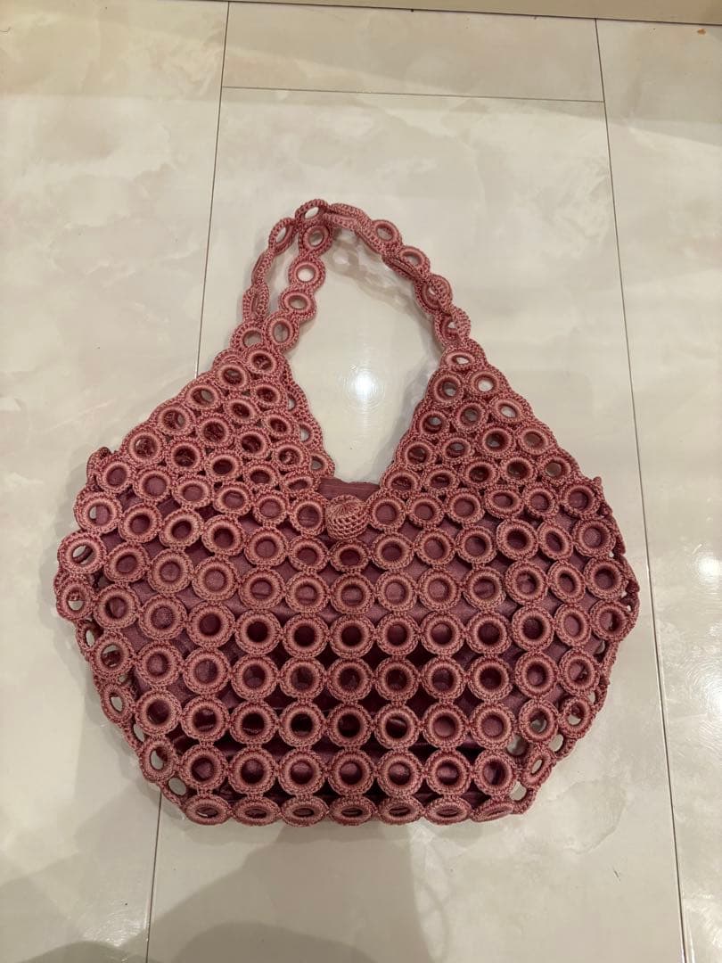 钩针编织手提包 粉色