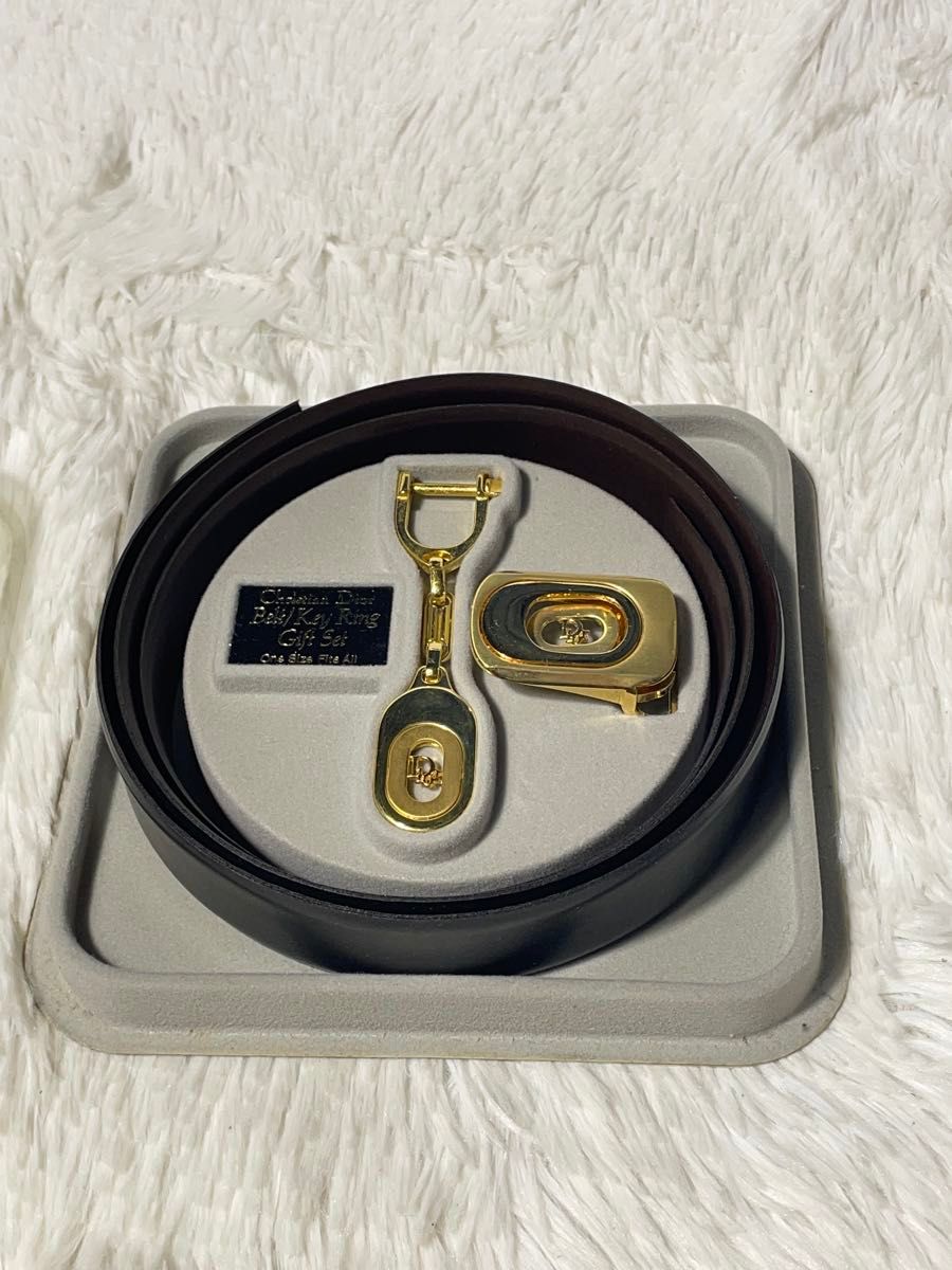 Christian Dior 迪奥 真皮 皮带 金色 套装