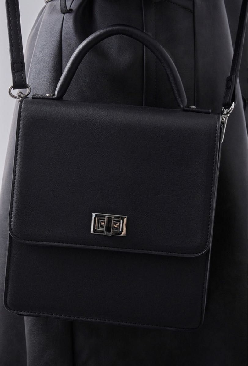 Loose 2way Square Shoulder Bag Black Handbag