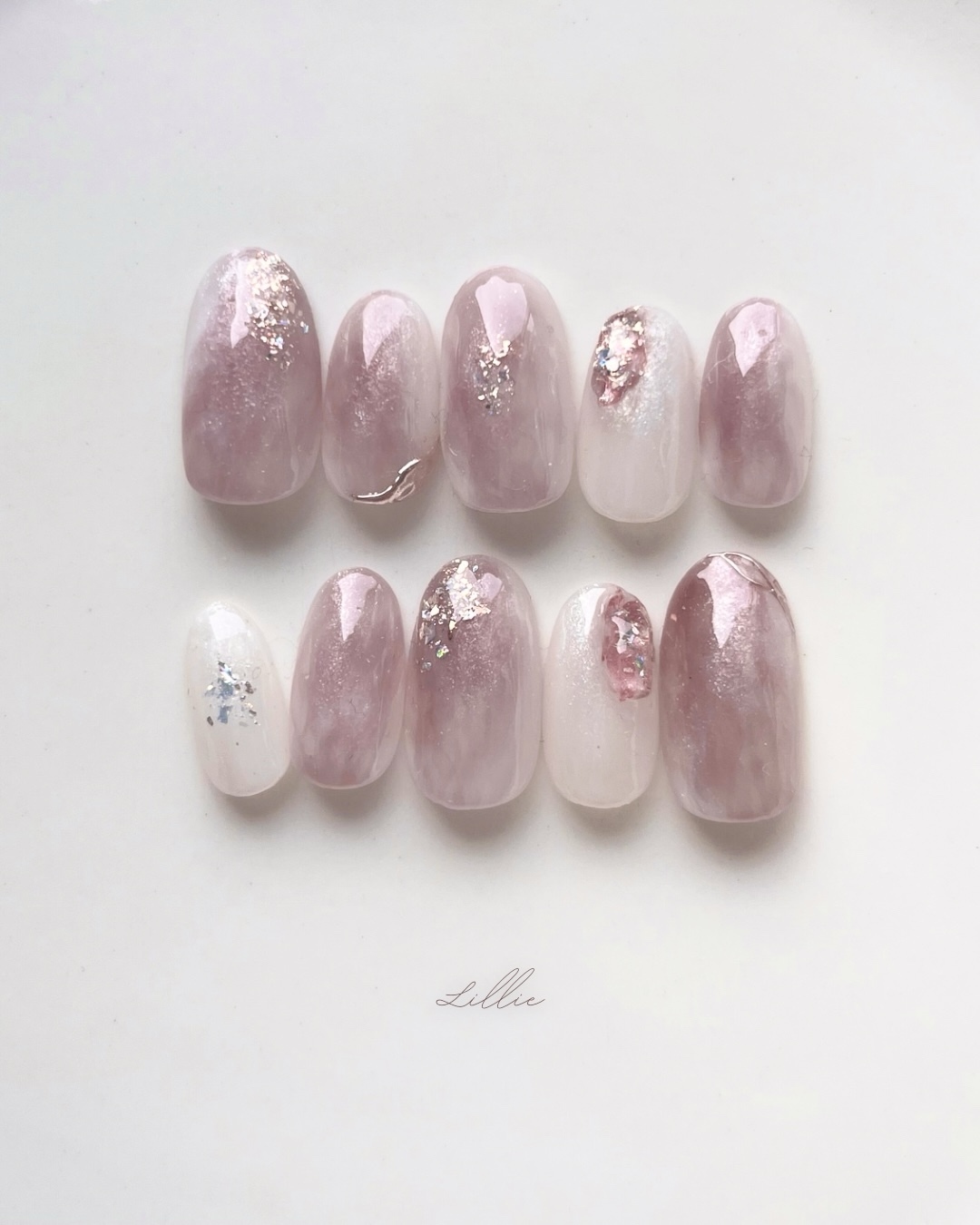 Lumière Florale-Lumière Florale-Princess Nails, Nail Tips, Purple Nails, Subtle Nails, Dewy Nails, Disney Nails, Bridal Nails, Pre-Wedding Photoshoot Nails