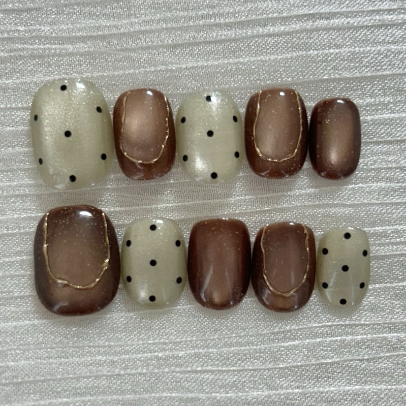 Autumn Nail Dot Nail Magnet Nail Brown Nail Adult Nail Mirror Nail Nail Tips