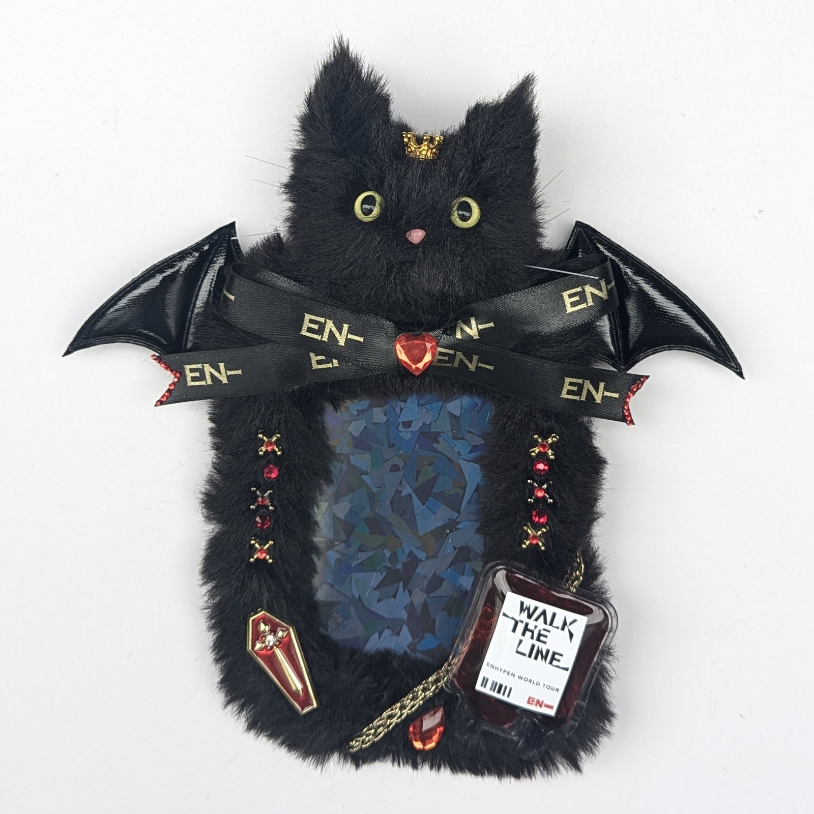 ENHYPEN主题 黑猫 猫 卡片盒 毛绒卡片盒 卡片收纳夹 卡片收纳夹 毛绒玩偶 毛绒娃娃 ENHYPEN 装饰卡盒