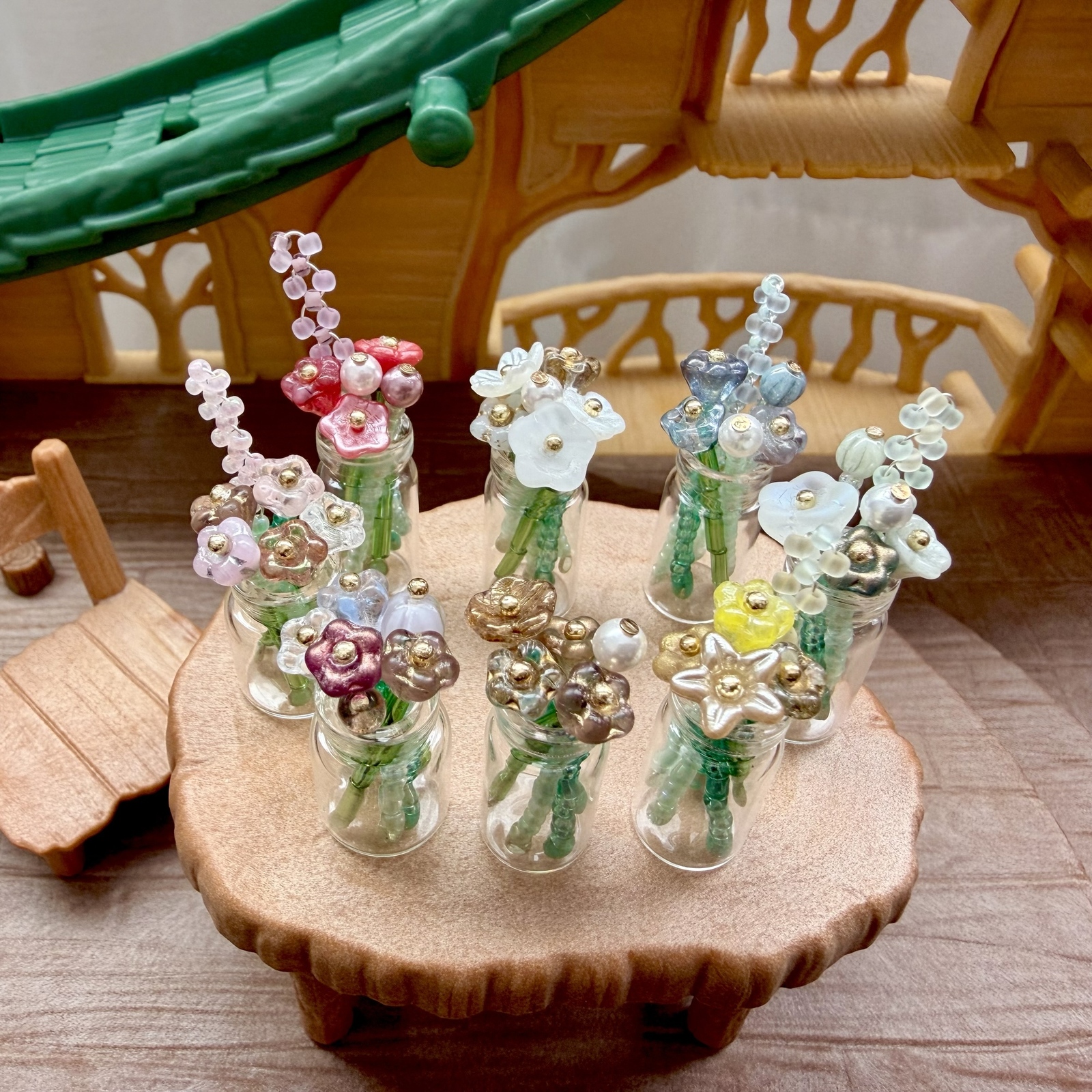~永不凋谢的花束~ 花珠 花瓶 迷你摆件 室内装饰 玩偶屋 钟形花 入园 入学 升学 毕业 入职 退休 庆祝活动 母亲节 礼物 礼品
