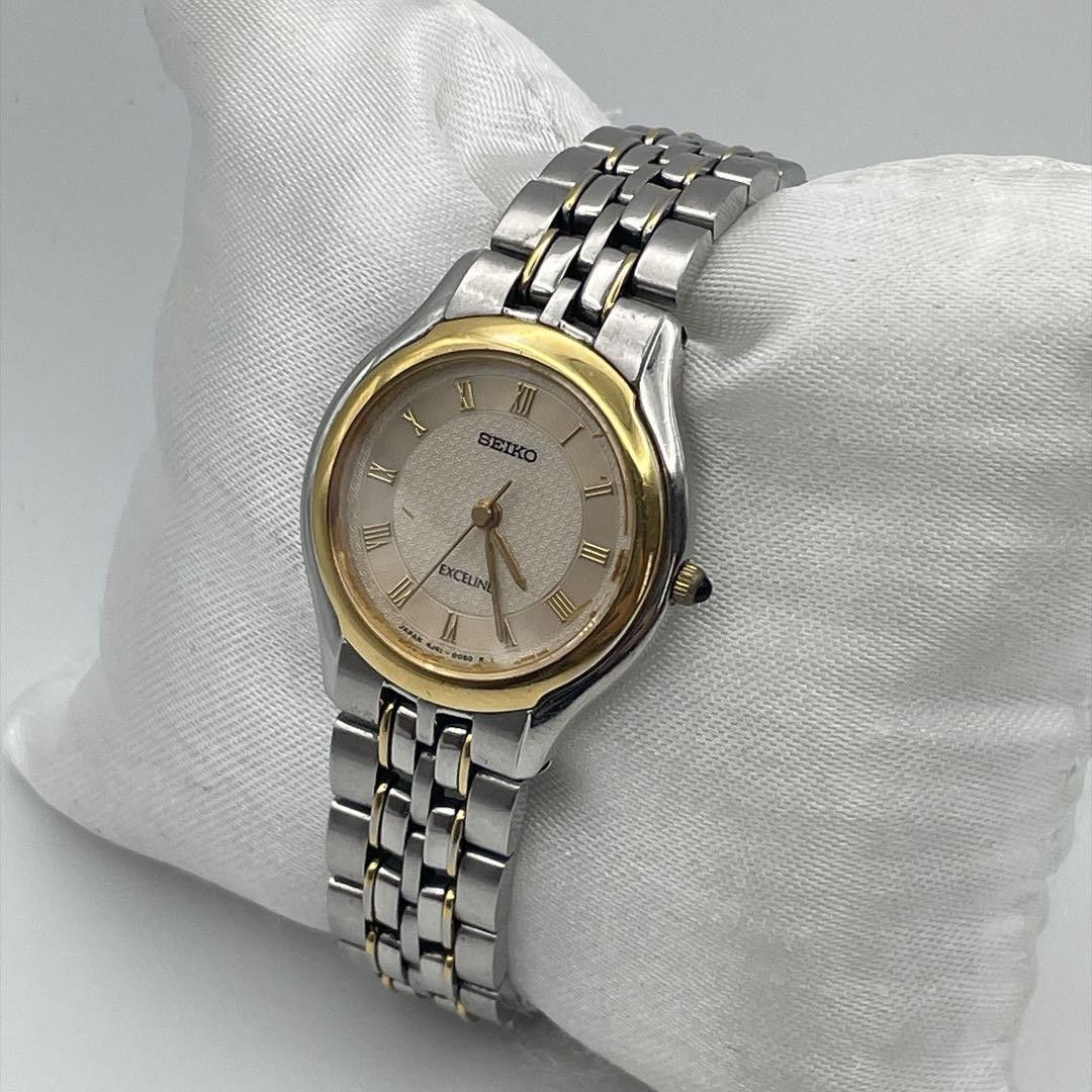 新电池/运行SEIKO EXCELINE女士组合vintage