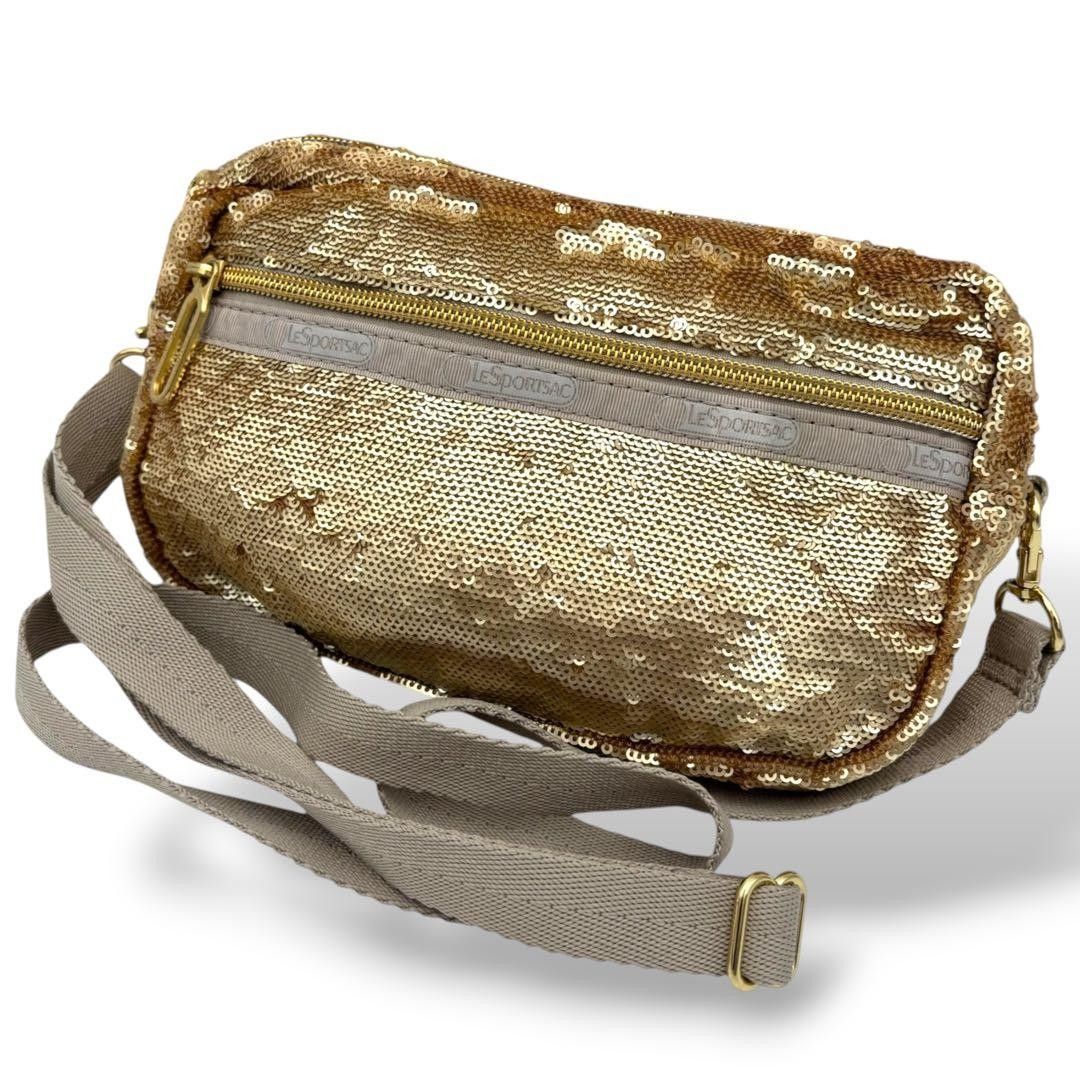 LeSportsac Shoulder Bag Gold Pochette Crossbody Beads