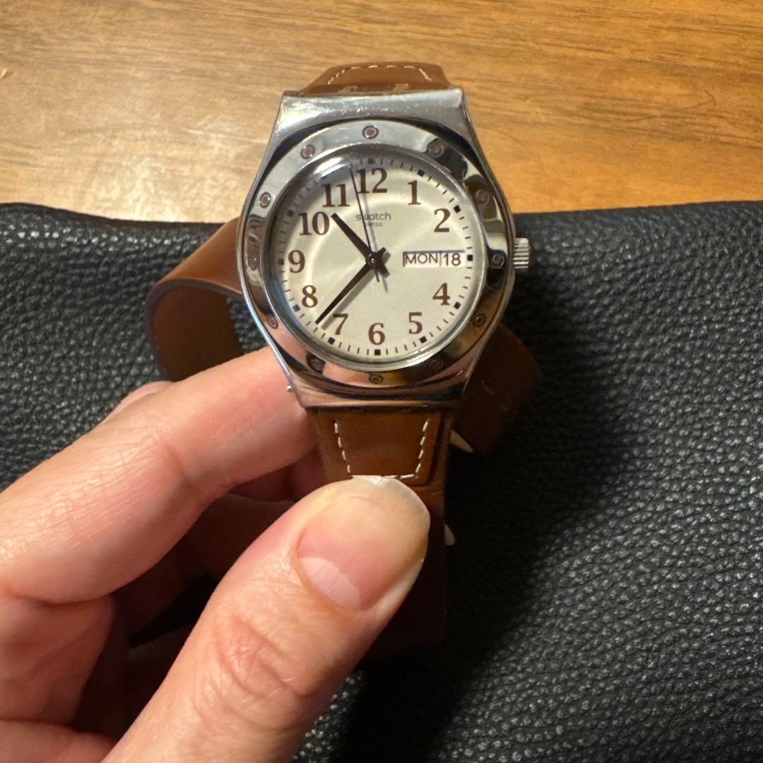 Swatch IRONY Women's Watch with Brown Leather Strap