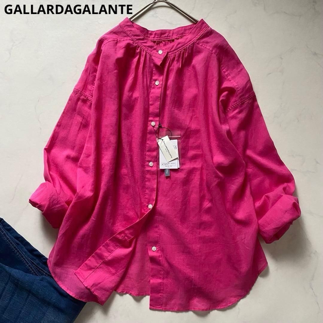 带标签【Gallarda Garanté】透明褶皱棉质衬衫 2way 女式衬衫