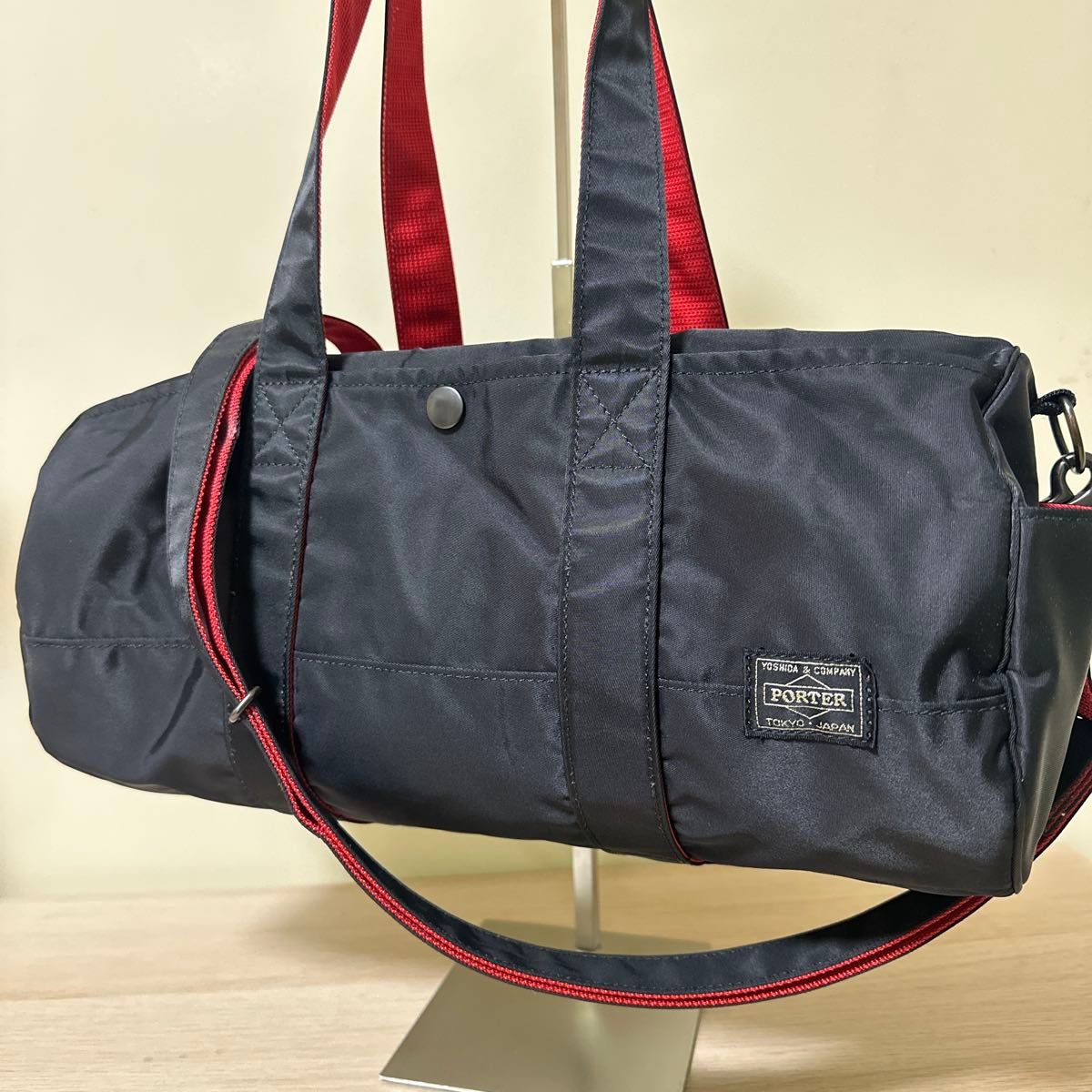 PORTER L-fine コラボ　エルファイン 2way ミニボストンバッグ ダッフルバッグ ブラック×レッド