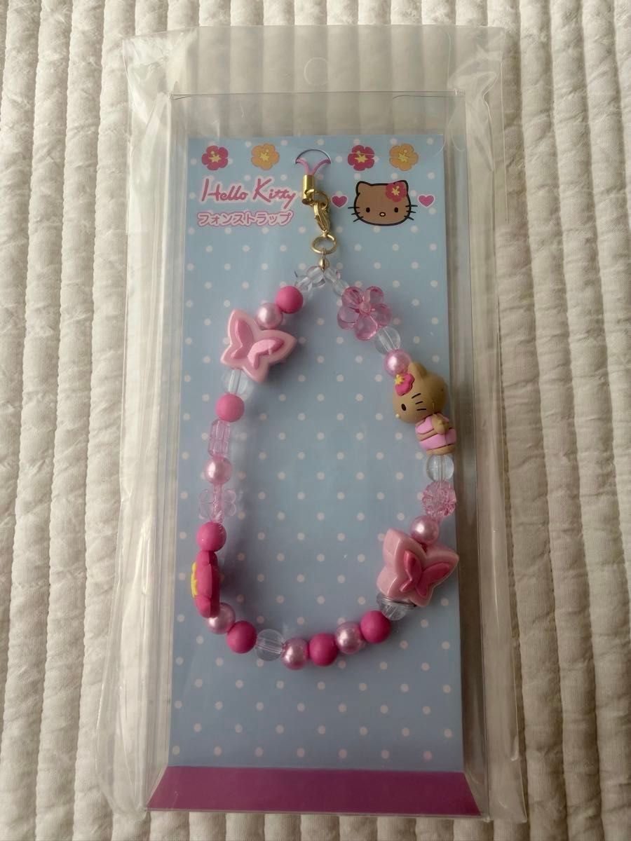未使用未开封晒黑HELLO KITTY手机挂件珠粉红三丽鸥平成女孩Y2K