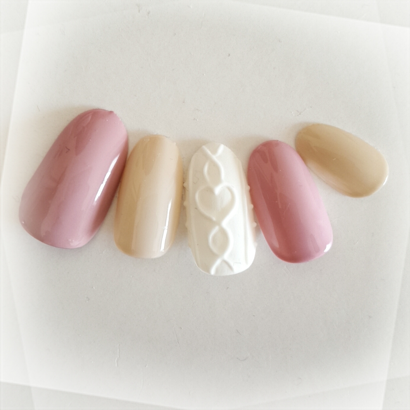 ♥Knit Nail White × Orchid