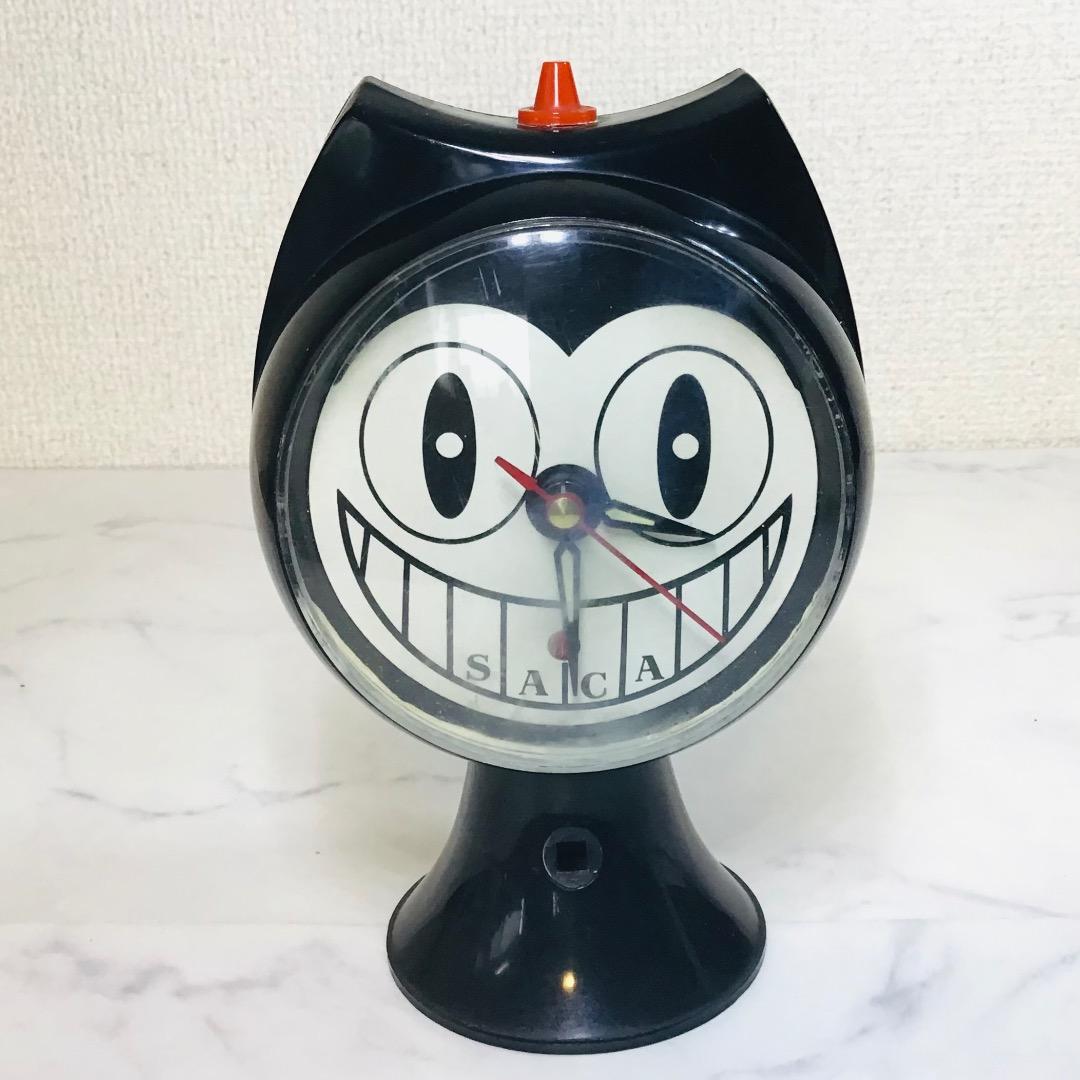 SACA黑猫闹钟复古猫型座钟1970年代室内装饰