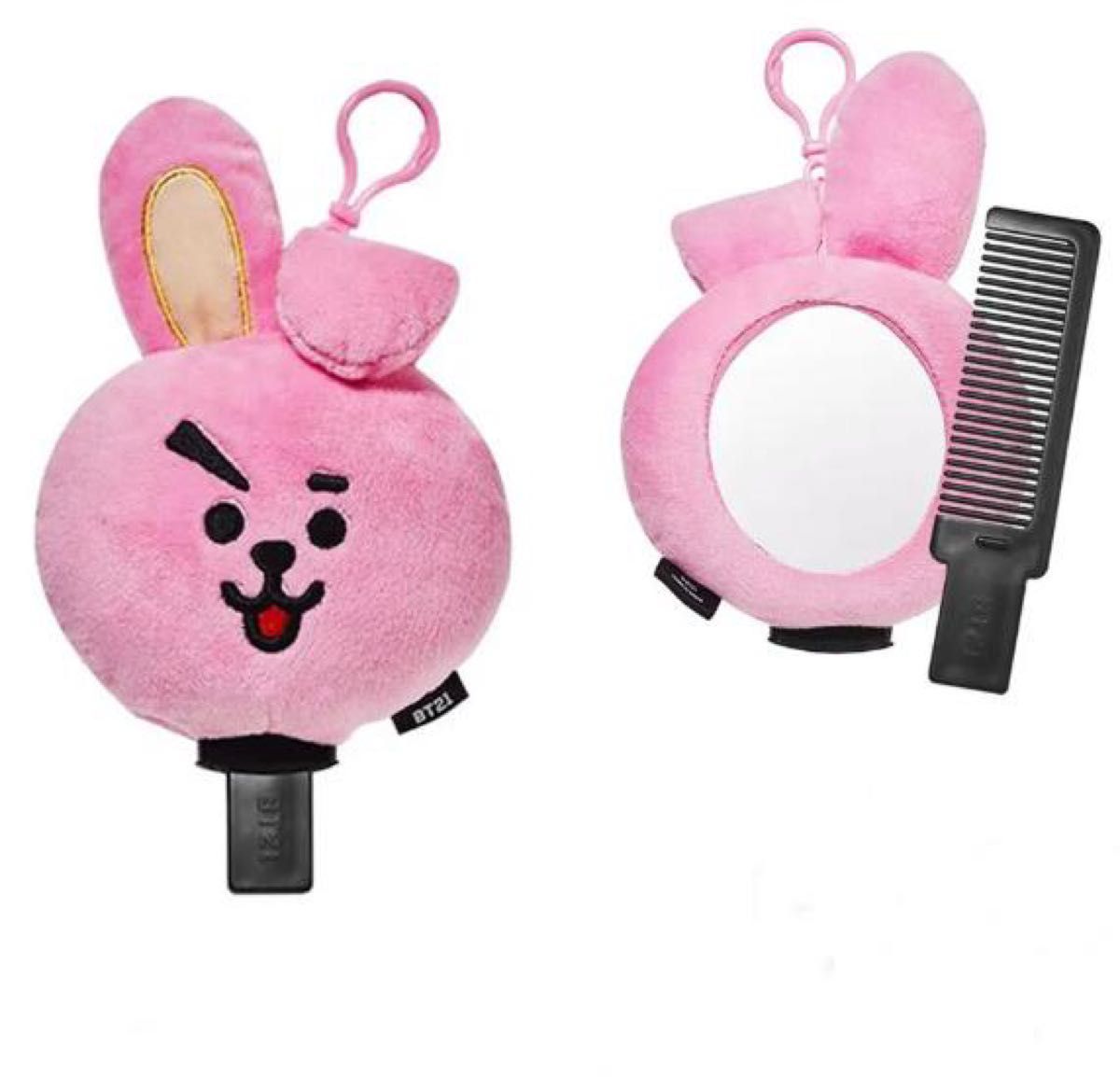 BT21 COOKY PLUSH MIRROR COMB SET Hand Mirror & Comb Set Official Mirror Comb