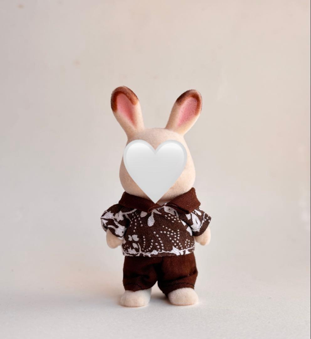 Handmade Miniature Doll Clothes Boy Size Dress-Up Outfit Brown Floral Autumn Wear