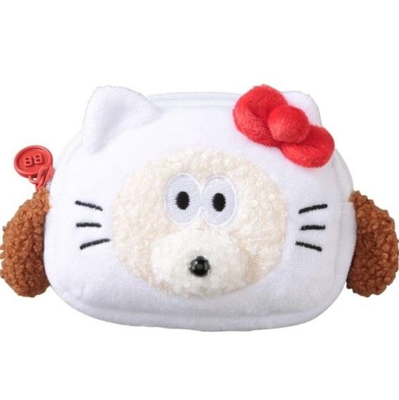Branch Brother x Sanrio Characters Face Pouch Puppy x Hello Kitty Collaboration Cute Merchandise Marks Small Item Holder