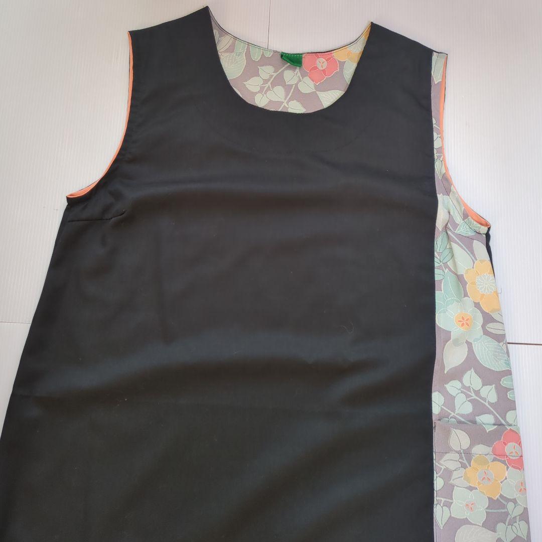 Floral-Pattern Patchwork Apron, Black