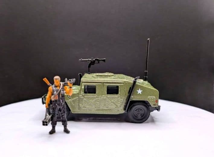 1/64 Scale Commando-Style Figure & Mini Car Diorama