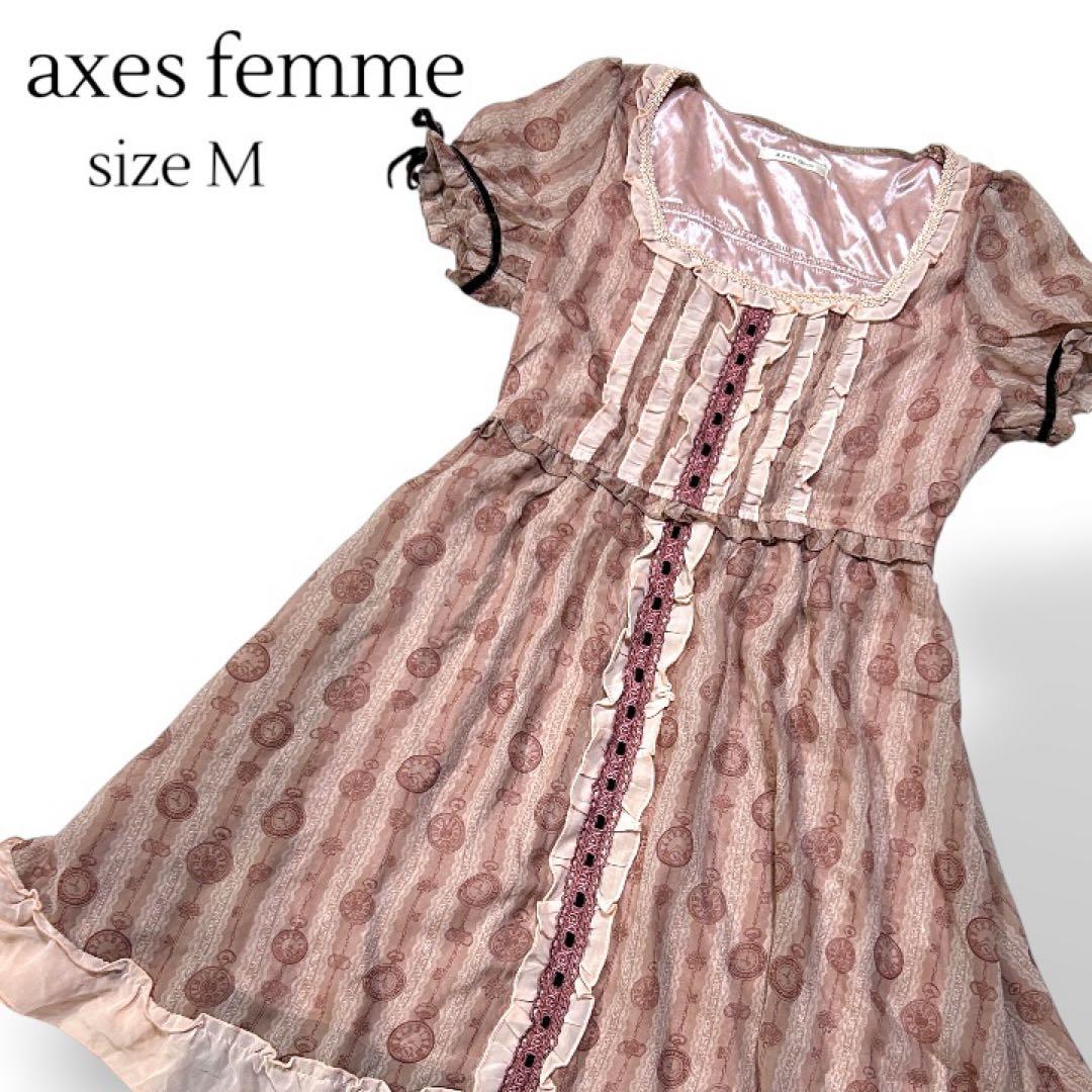 AXIS FEM 连衣裙 M 号 手表 钥匙 经典 泡泡袖 蝴蝶结 茶色