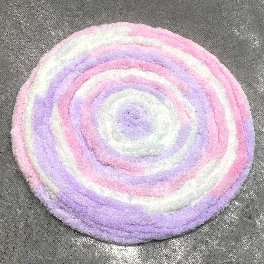 Miniature Fluffy Rug for Dolls, Pastel Color Swirl, Approx. 12.5cm