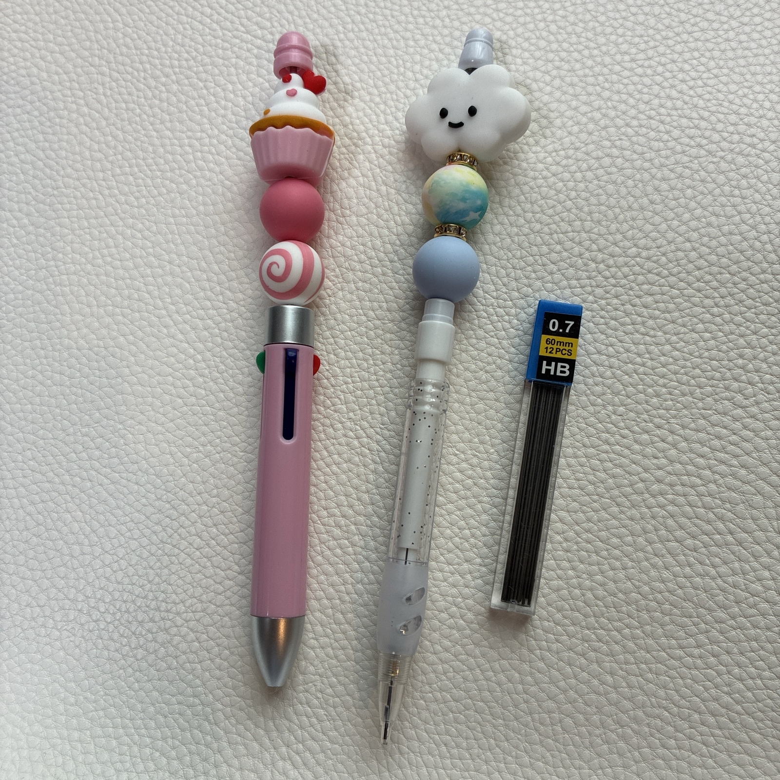 杯形蛋糕图案4色圆珠笔和云朵图案自动铅笔套装