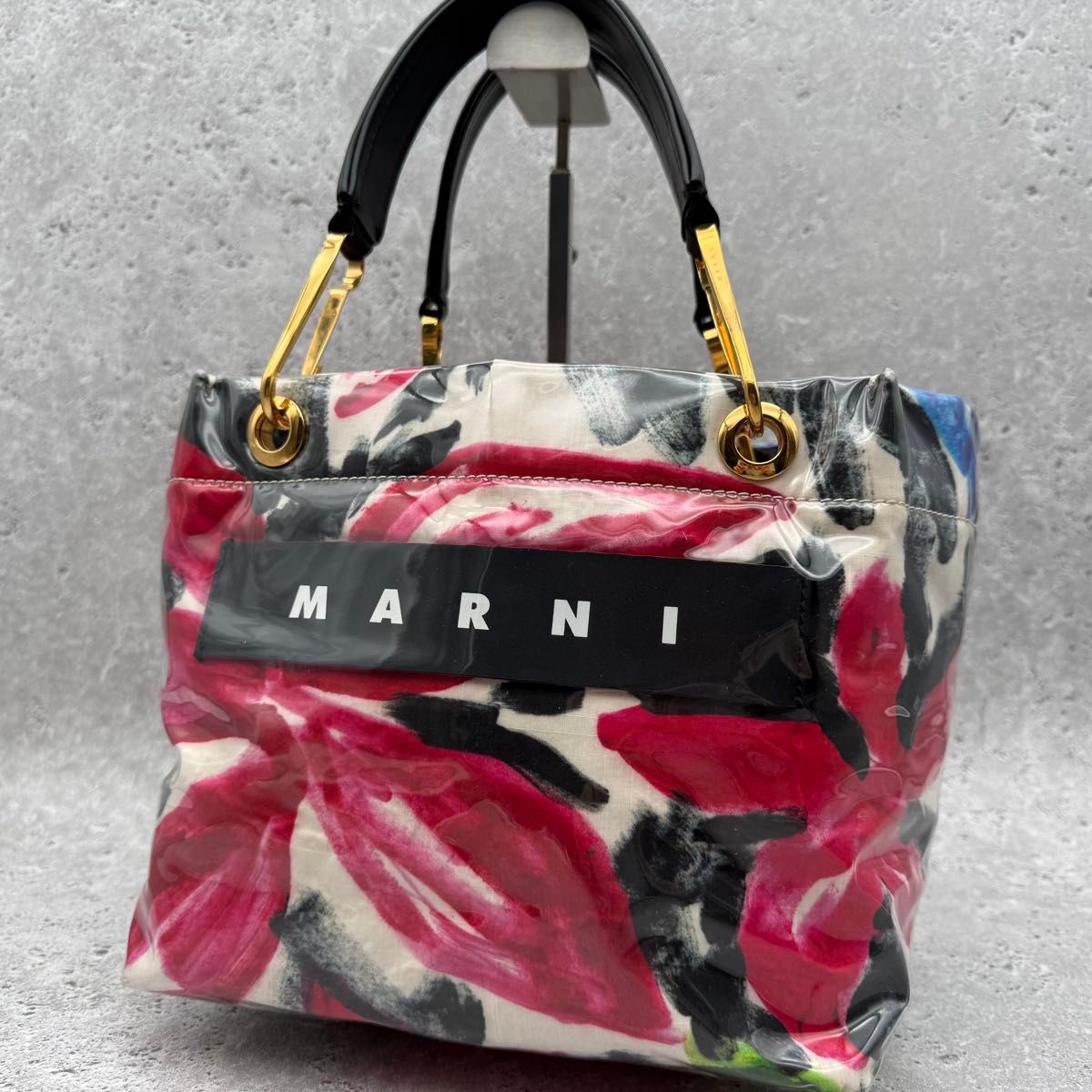 美品 MARNI GLOSSY GRIP ALMA グロッシー グリップ アルマ トートバッグ ハンドバッグ マルチカラー 花柄