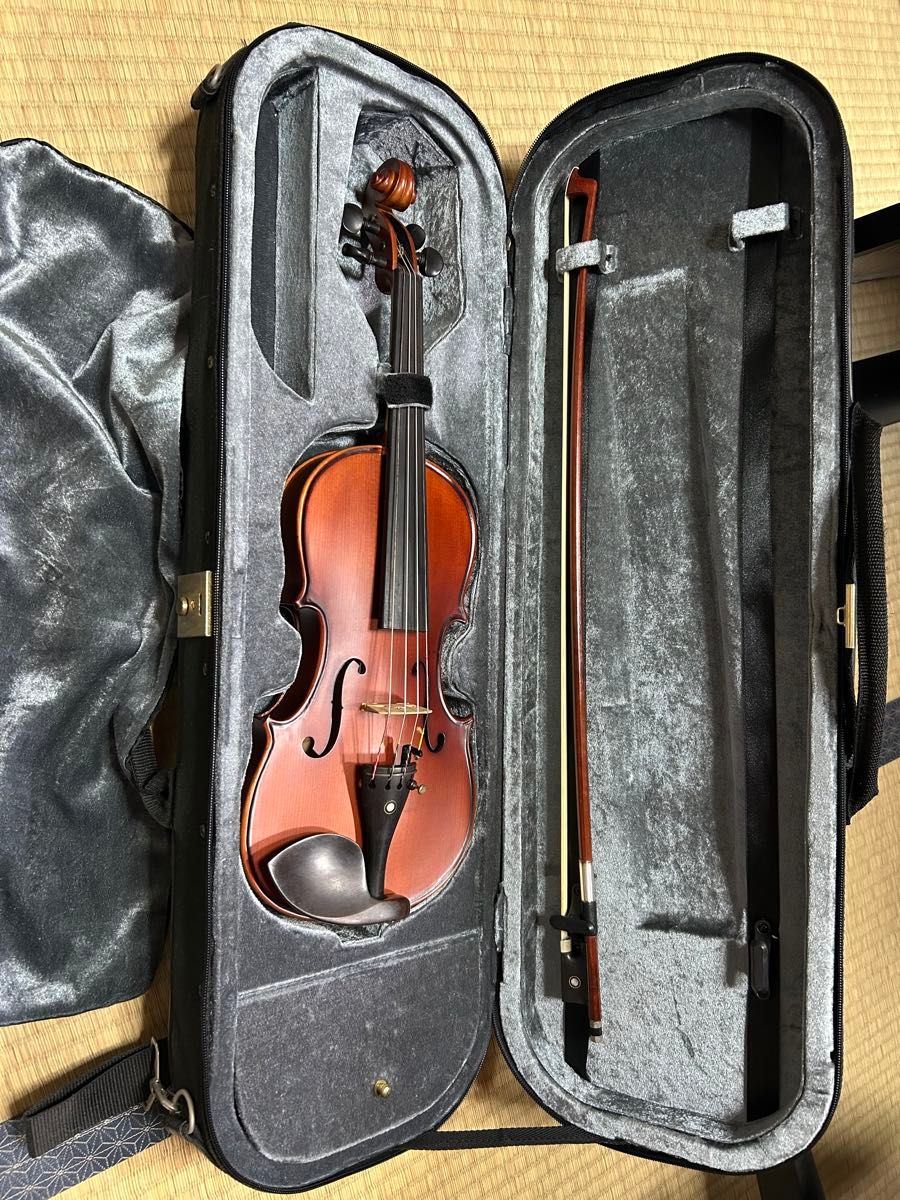 小提琴 1/2 分数乐器 木制弓 硬盒 松香 带肩垫
