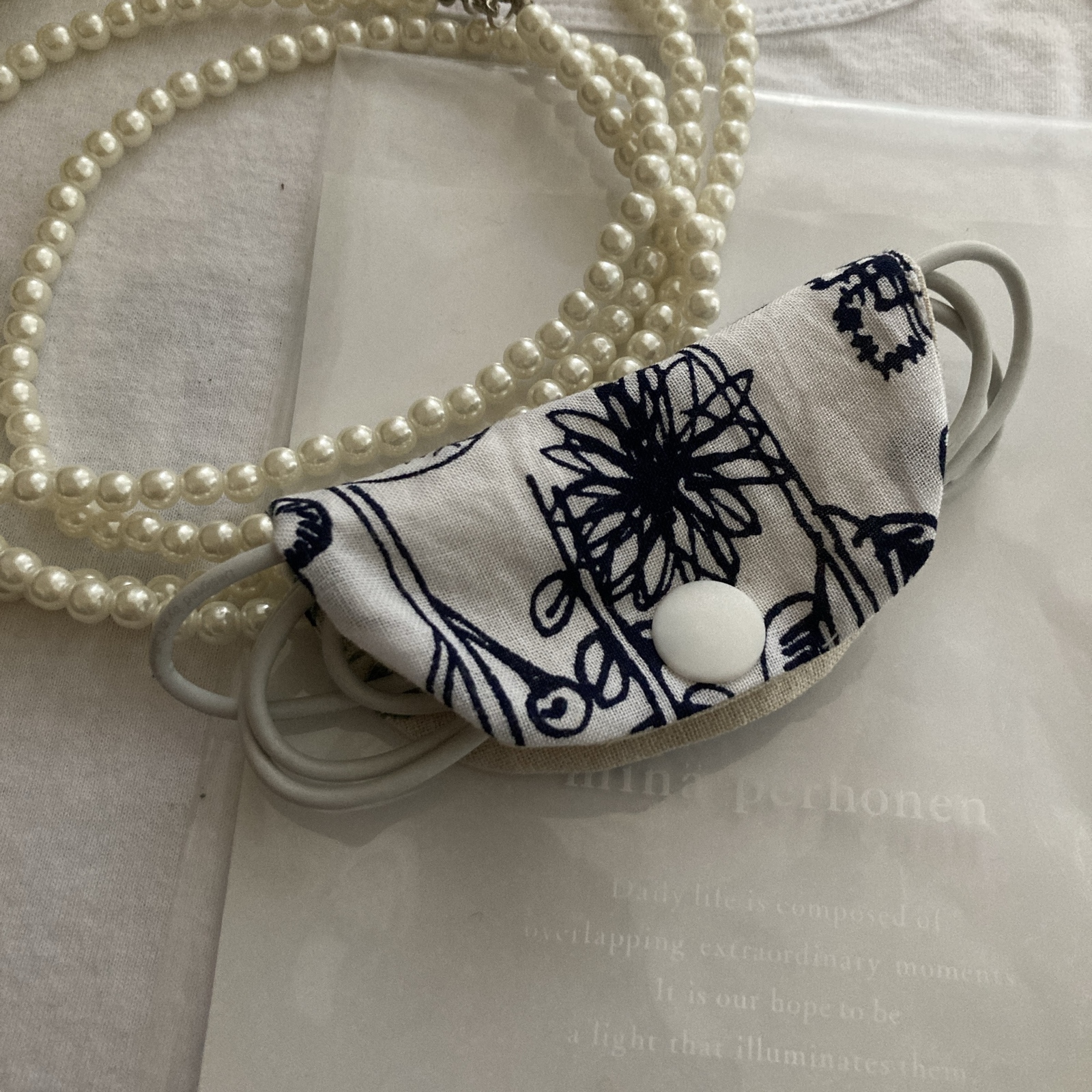 ◆ 手工制作 ◆ minapel honen letter of flower电线支架电缆带薰衣草刺绣亚麻布