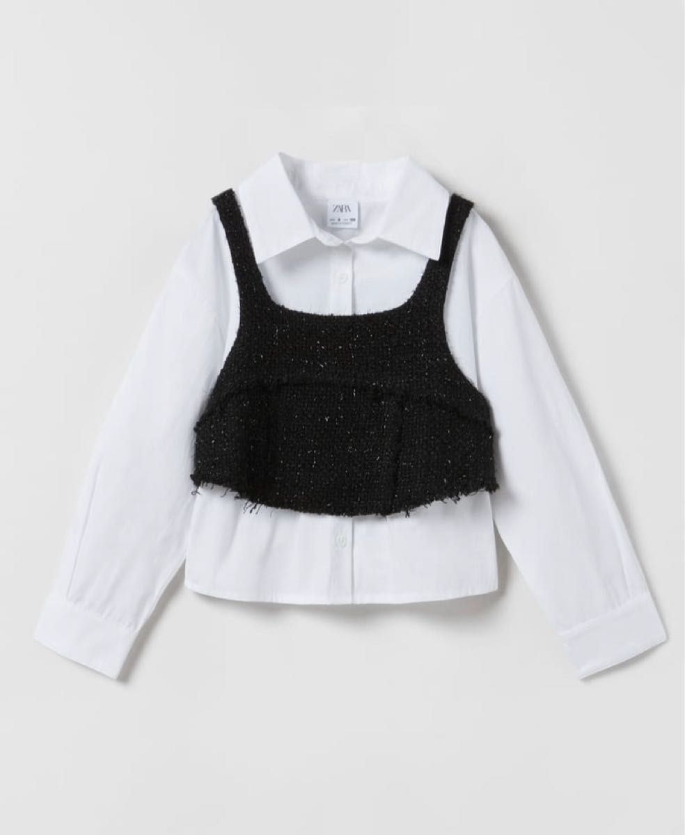ZARA KIDS扎拉童装*背心&府绸衬衫*白色/黑色*116