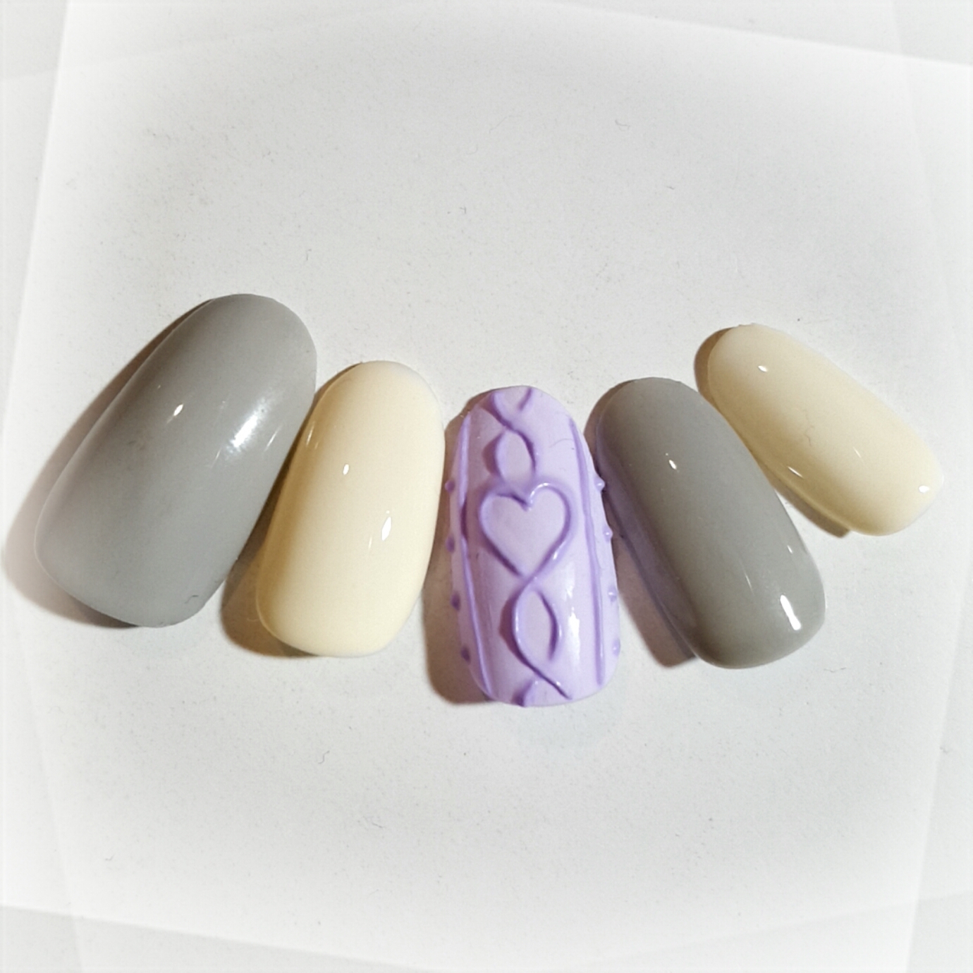 ♥Knit Nail Lavender×Grey