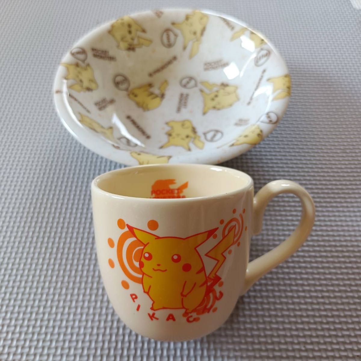 【稀有 · 美品】神奇宝贝皮卡丘当时物碗 & 马克杯套装复古