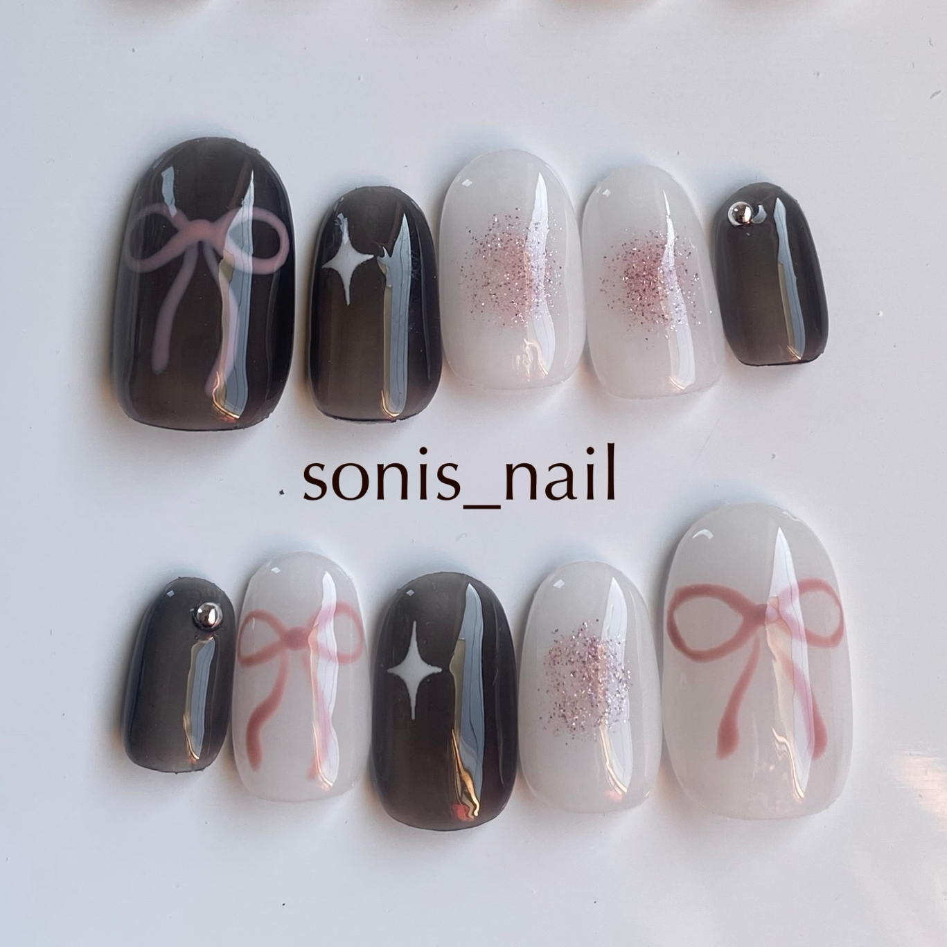 BLACKPINK / Nail Tips y2k One-Horn 3D Ribbon Ribbon Balletcore Pink Sparkly Korean