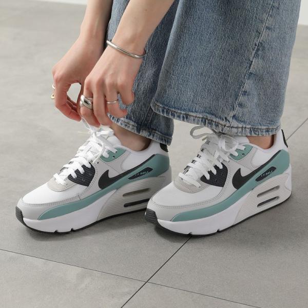 NIKE ナイキ スニーカー AIR MAX 90 LV8 エアマックス FD4328-115 レディース ローカット ロゴ 厚底 5cm シューズ 靴 WHITE/ANTHRACITE