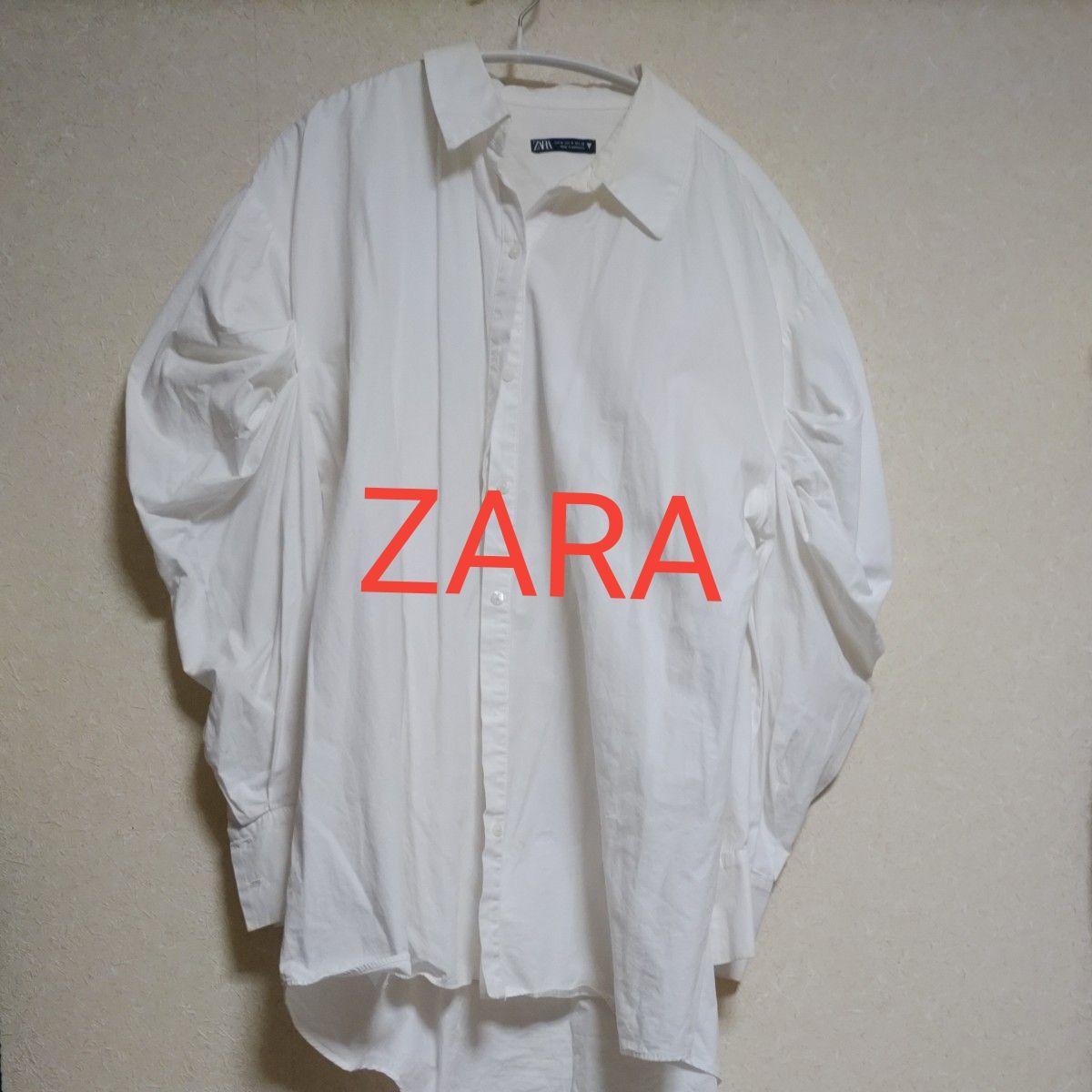 ZARA扎拉帕夫袖长袖衬衫衬衫白色