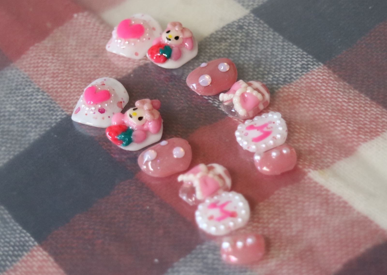 Kids Nail Tips Gel Finish Kids Accessories Yukata Shichi-Go-San My Melody 3D Sanrio Nails
