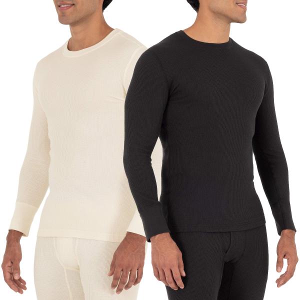 【并行进口品】Fruit of the Loom Men's Recycled Waffle Thermal Underwear Crew To