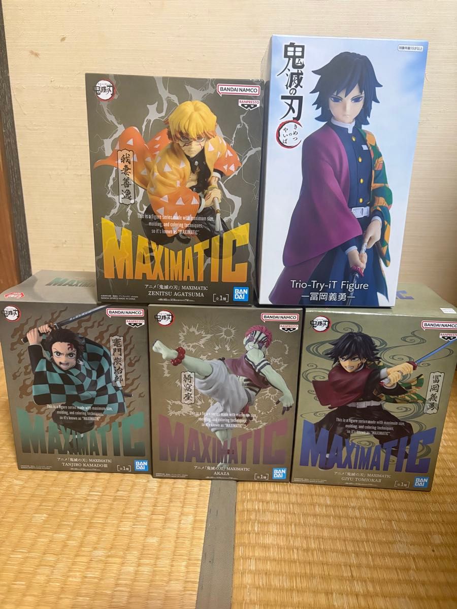 Free Shipping New Prize Figure Demon Slayer 5-Piece Set MAXIMATIC Trio-Try-iT Giyu Tomioka Tanjiro Kamado Akaza