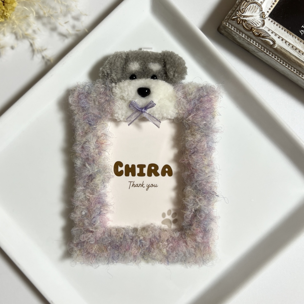 雪纳瑞交易卡盒手工制作梭心绣