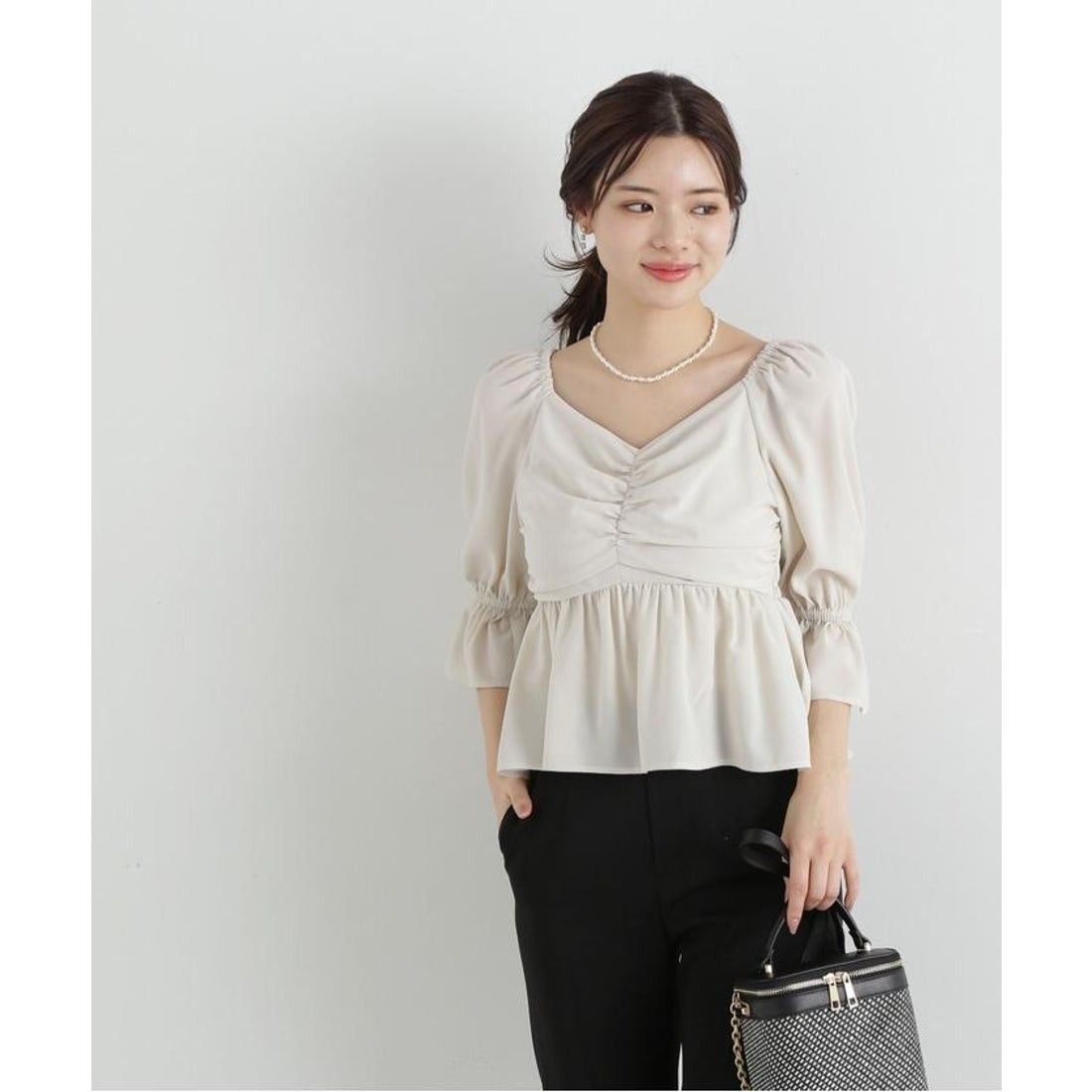 新品PROPORTION BODY DRESSING 2WAY前开襟褶皱衬衫