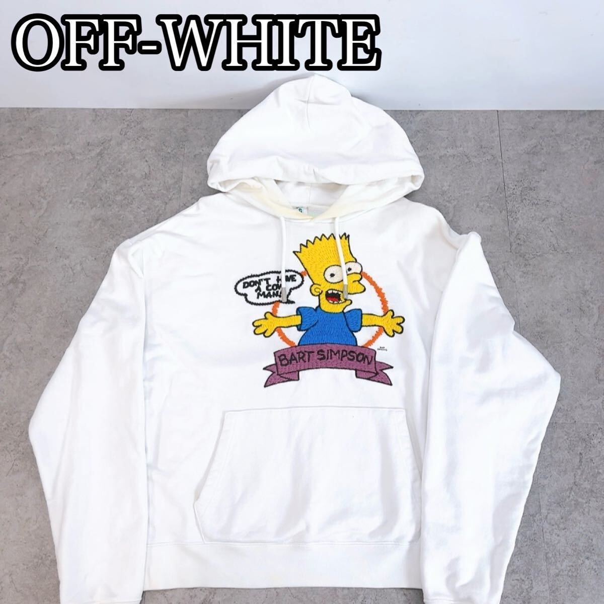 H-1587 OFF-WHITE 灰白色 巴特·辛普森图案 连帽卫衣