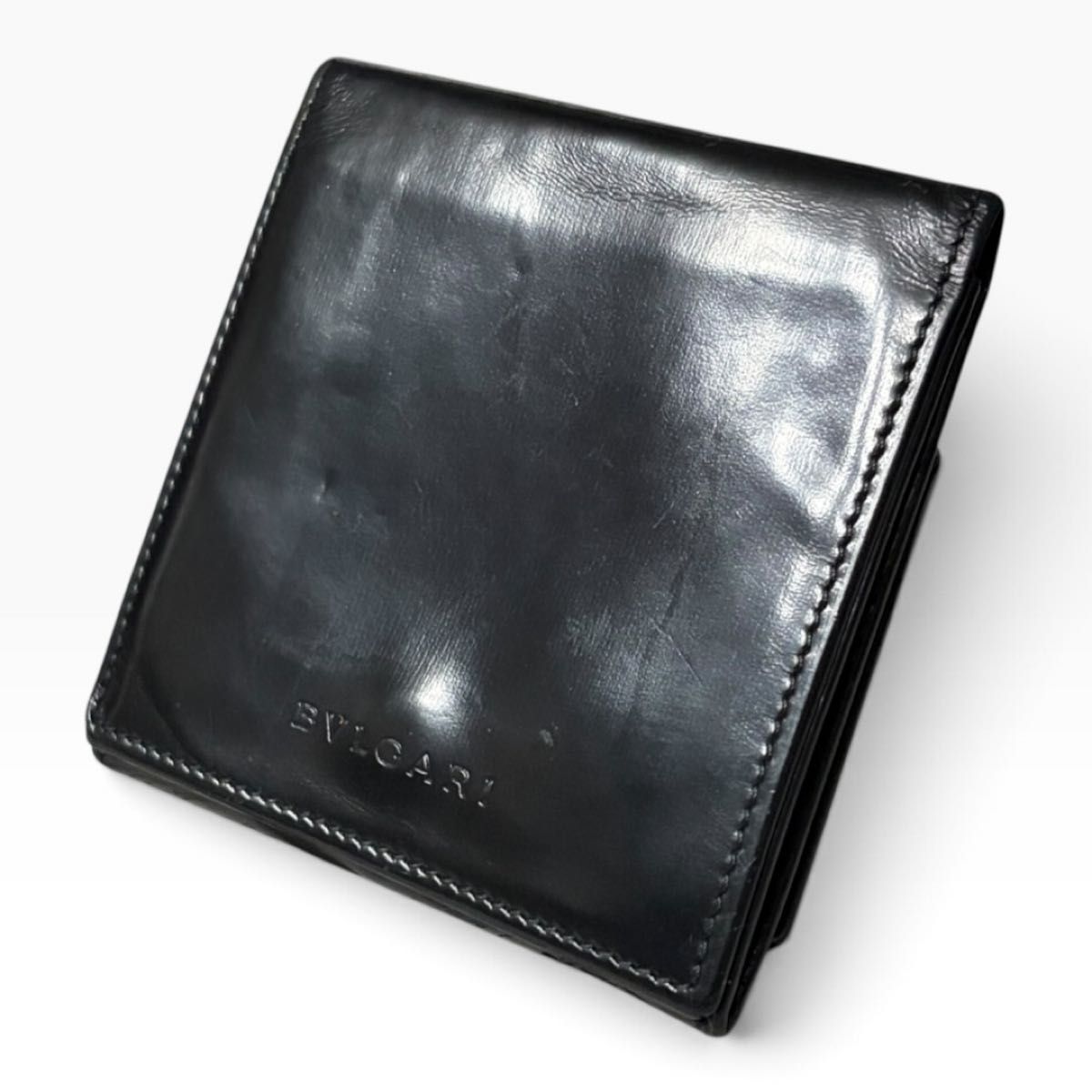 BVLGARI Bvlgari Leather Bifold Wallet, Black, with Coin Pocket, Compact Wallet