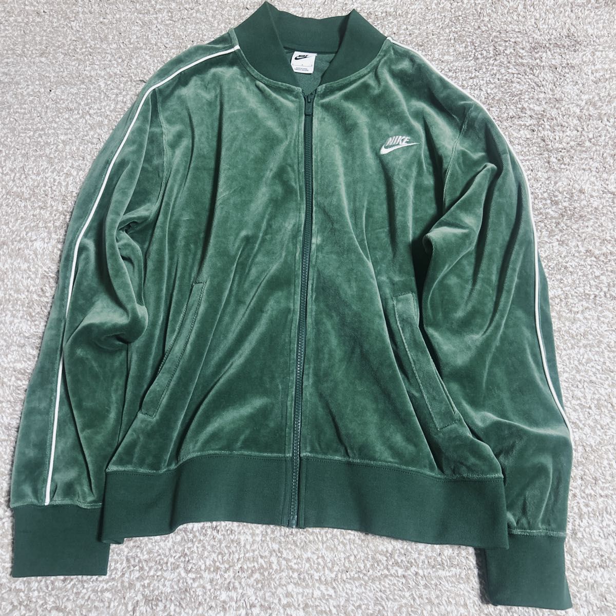 NIKE AS M NK CLUB VELOUR JKT FIR/WHITE 天鹅绒夹克 运动外套