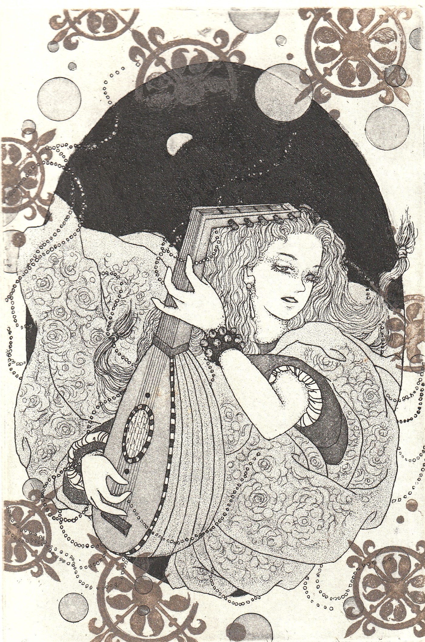 ★铜版画「东方鲁特琴 Ⅱ」 蚀刻印刷