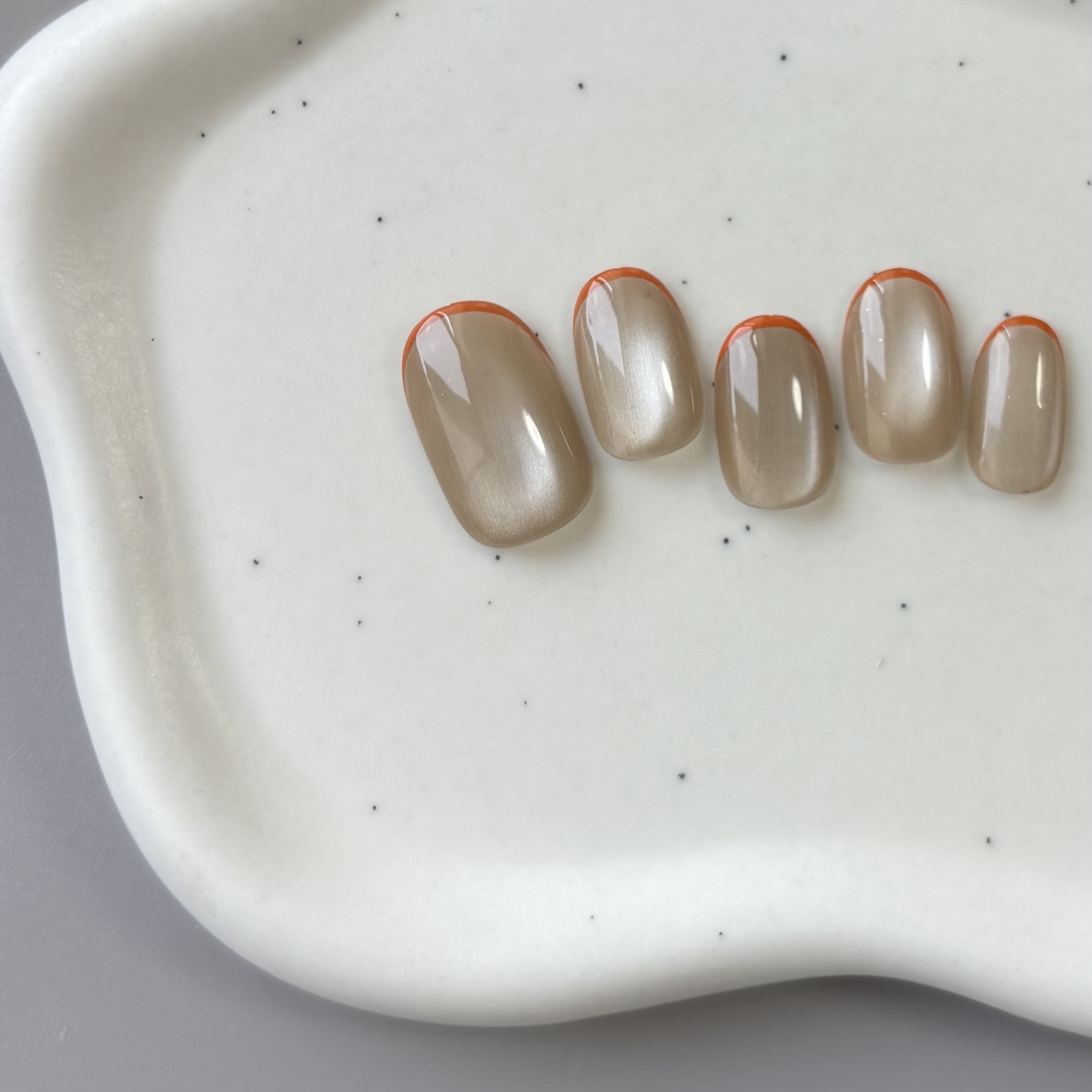Nail Tip | Skinny French Beige Orange Urachuru Simple Fashionable Magnet