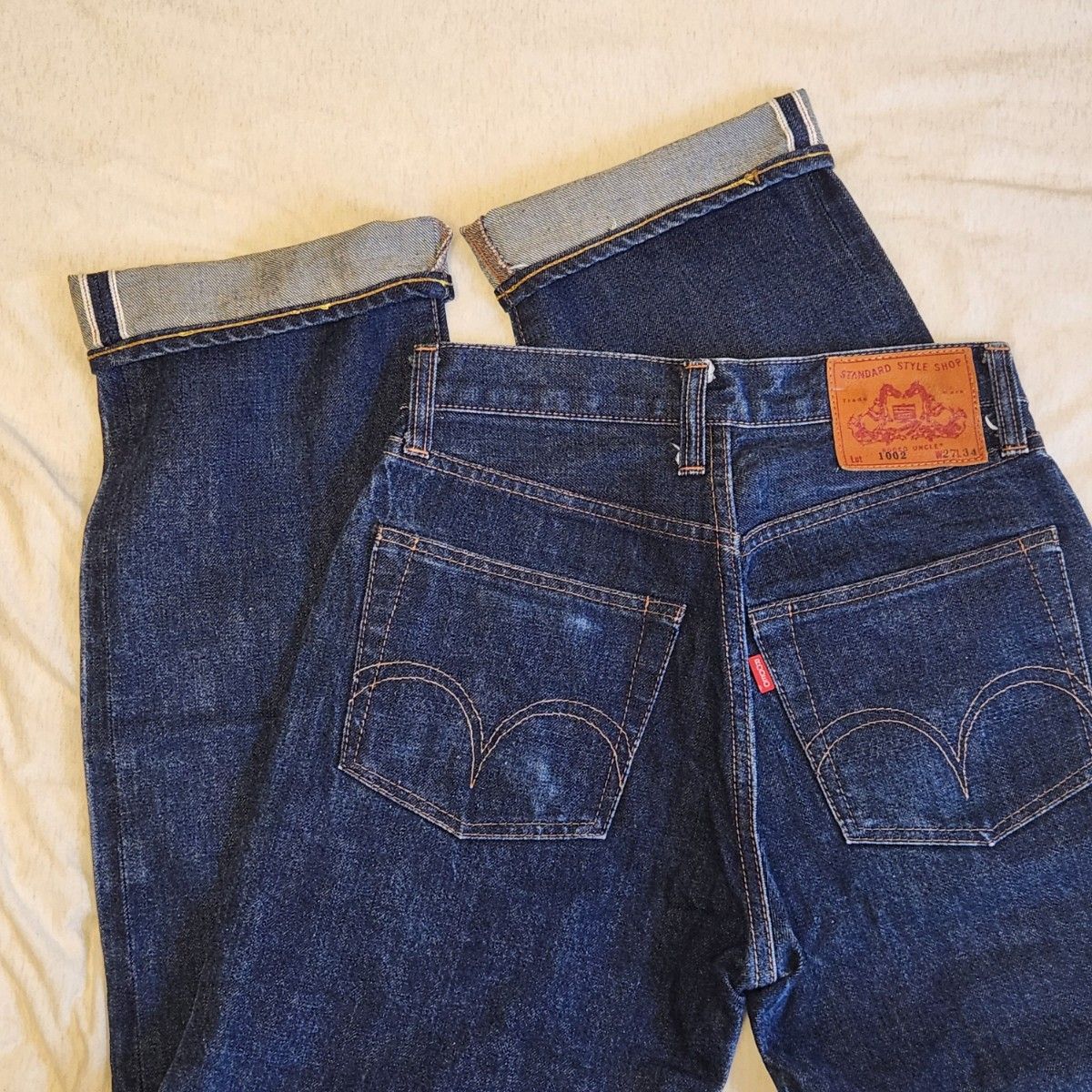 超稀有 RODEO UNCLE 1002 赤耳 皮标 牛仔裤 靛蓝色 Rodeo Uncle 偏移裤袢