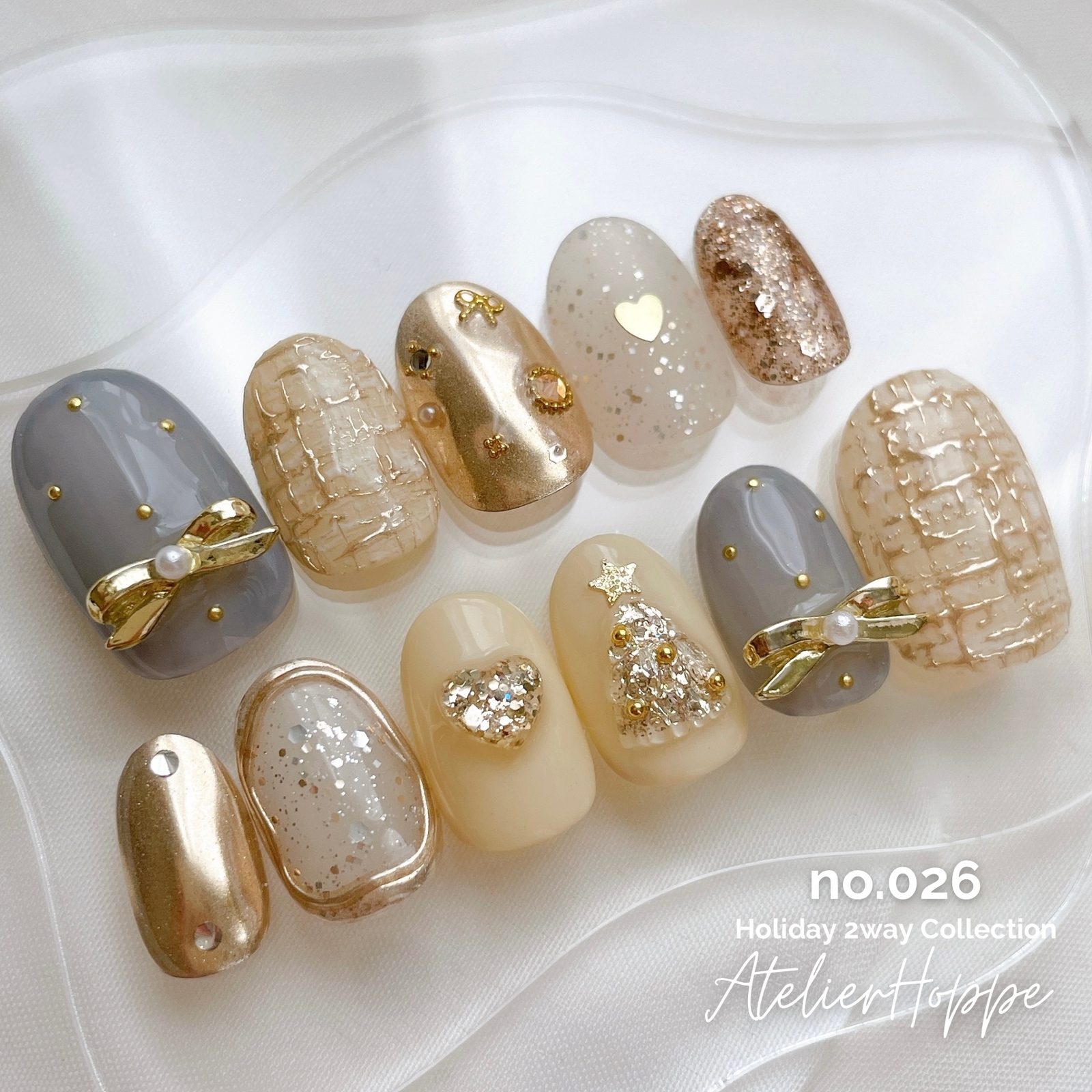 【 2way 】 no.026 🎄Holiday Collection Christmas Nail Tips Custom Size Order Tree Ribbon Muted Blue 2way Christmas Collection Christmas Nails Nail Tips Custom Size Order Tree Ribbon Muted Blue