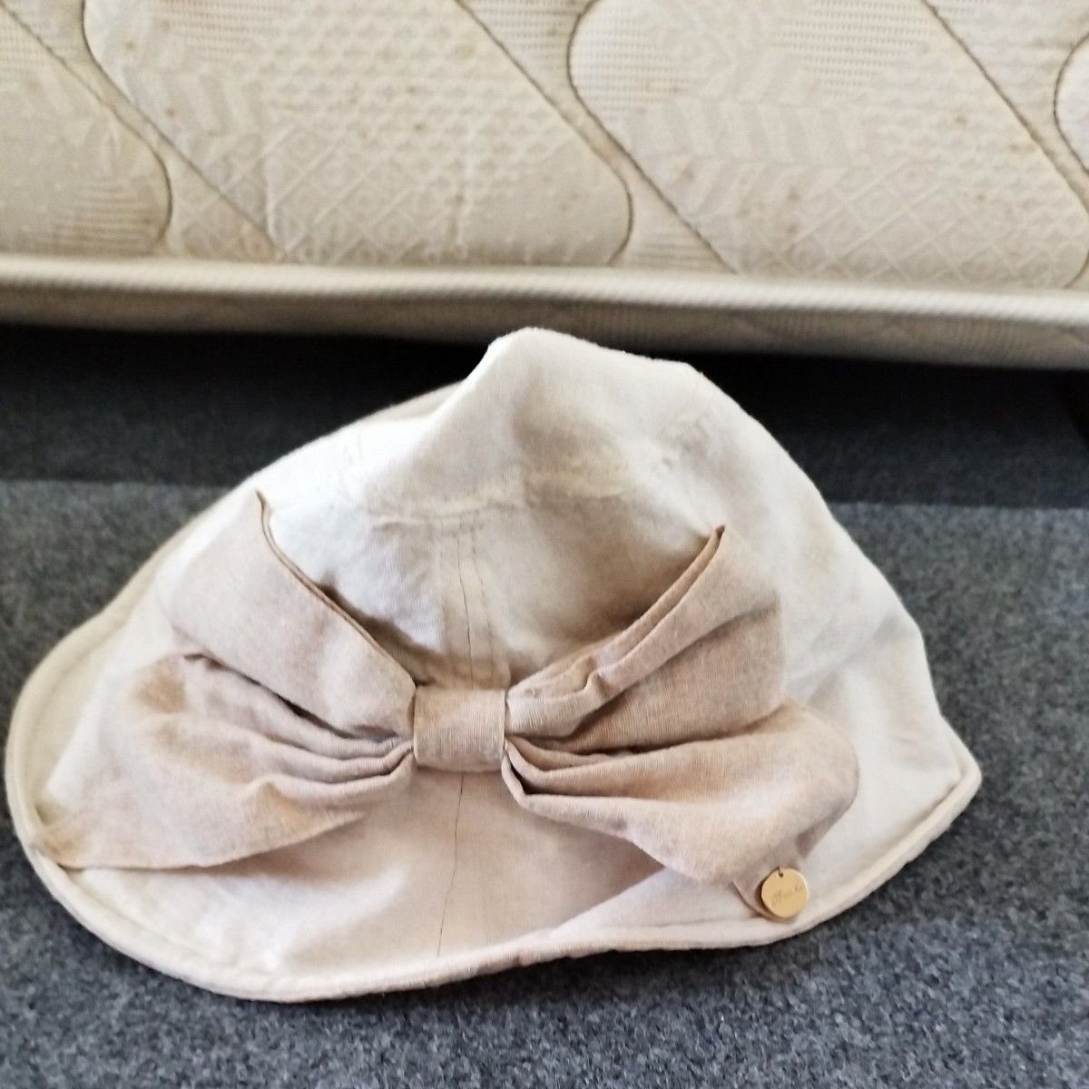 Women's bucket hat, beige, solid color, simple