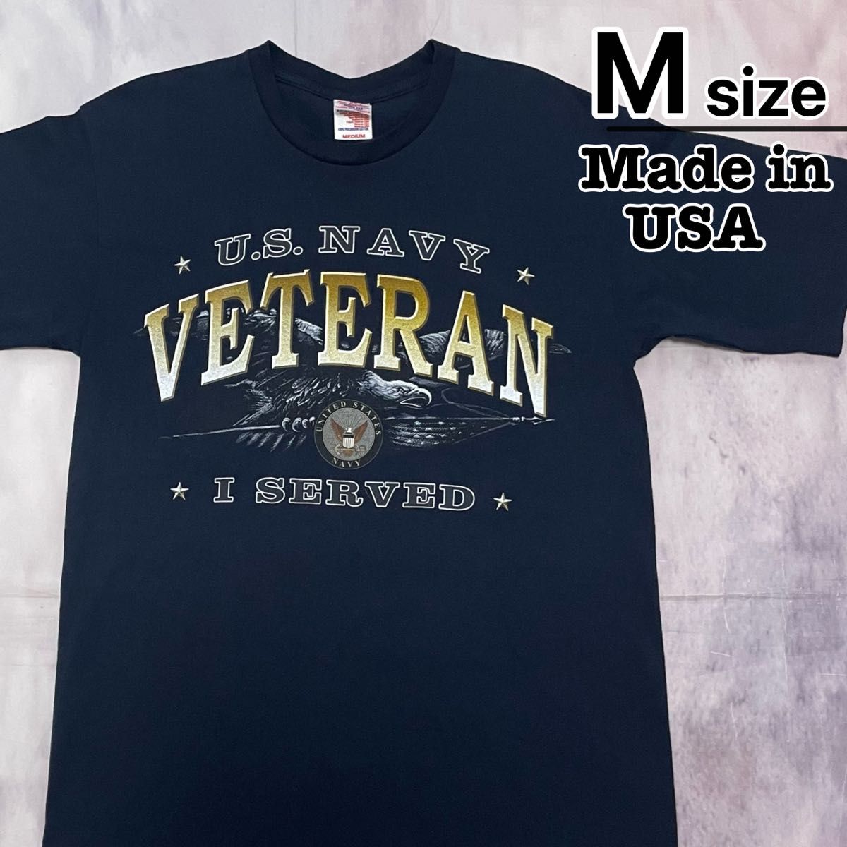Made in USA T-shirt, size M, dark navy, U.S. Navy, eagle design, used item