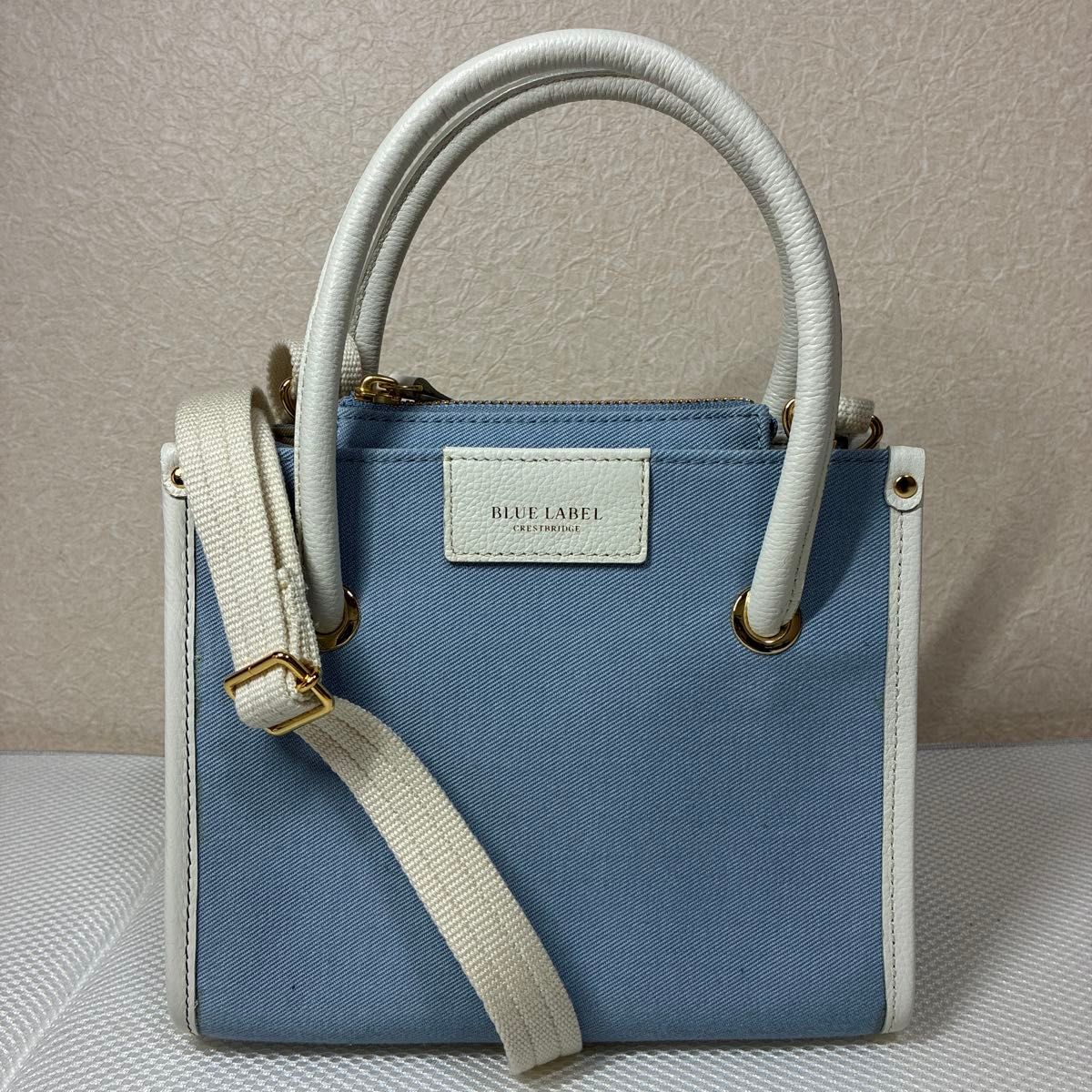 定价66%折扣【未使用】Blue Label Crestbridge 2WAY 彩色方形迷你托特包 蓝色